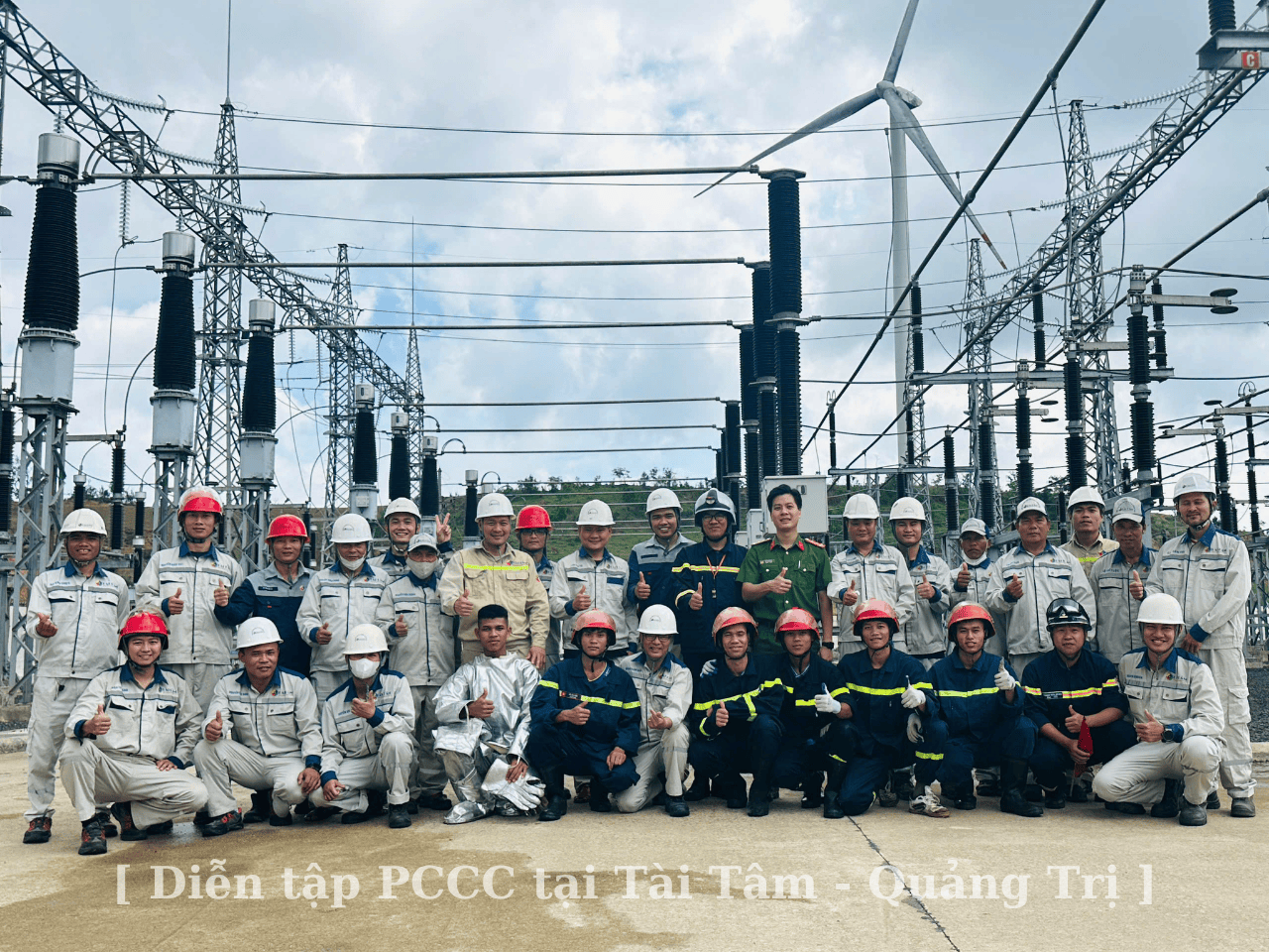DIỄN TẬP PHƯƠNG ÁN CHỮA CHÁY VÀ CỨU HỘ - CỨU NẠN TẠI TRẠM BIẾN ÁP 220 KV TÀI TÂM